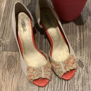 Floral Peep-toe Retro Heels
